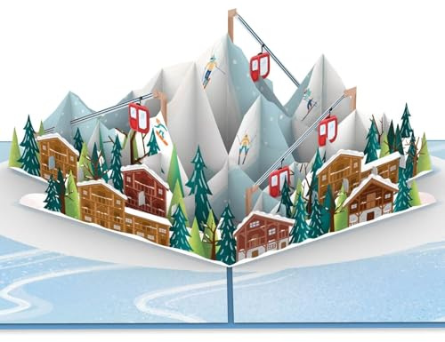 papercrush® Biglietto pop up Montagna - 3D Biglietto d'auguri compleanno per uomo e donna, Buono regalo per vacanze invernali, Carta regalo x skipass o lezioni sci, Biglietto regalo viaggio a sorpresa