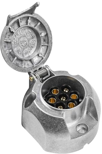 Yinaolan Prise métallique de remorque à 7 Broches, 12 V étanche, connecteur de Prise de remorquage à 7 Broches pour remorques de Voiture européennes, Camping-Car, Camion, Bateau, caravanes