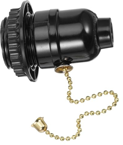 Homoyoyo Douille de Lampe avec Interrupteur Tirette E27, Plastique Noir, Installation Facile, Remplacement Solide pour Lampe de Table ou Lampadaire
