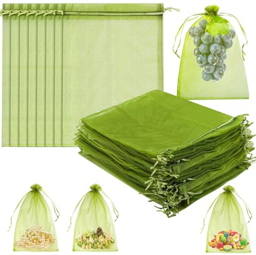 30Stk Organzasäckchen Groß,Organzabeutel Grün Organza-Säckchen zum Befüllen | 30x20 Traubenschutzbeutel Obst Schutzbeutel Bonbon Säckchen Schmuckbeutel mit Kordelzug für Festival, Party, Hochzeit