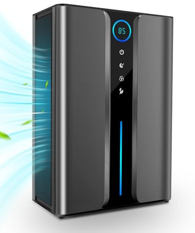 Deshumidificateur d Air 2200ML à Double Moteur, Portable et Silencieux avec Éclairage LED 7 Couleurs et Arrêt Automatique, Deshumidificateur d Air Anti Moisissure Idéal pour Chambre, Salle de Bain et