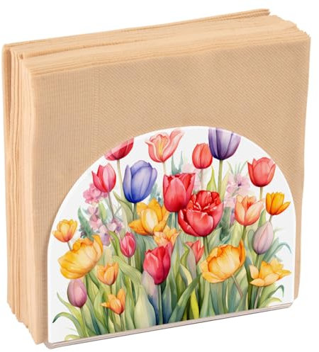 Serviettenhalter für Tisch, Aquarell, Frühlingstulpen, Blumen, Acryl-Papierserviettenhalter, Küche, Seidenpapierspender, Cocktail-Serviettenhalter für Esstisch, Partygäste, Badezimmer