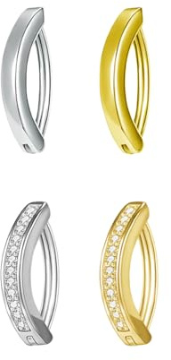LQIOACU 4 Piezas de piercing para el ombligo, piercing falso para el ombligo, piercing de aro para el ombligo, piercing de anillo para el ombligo, 16 G 10 mm