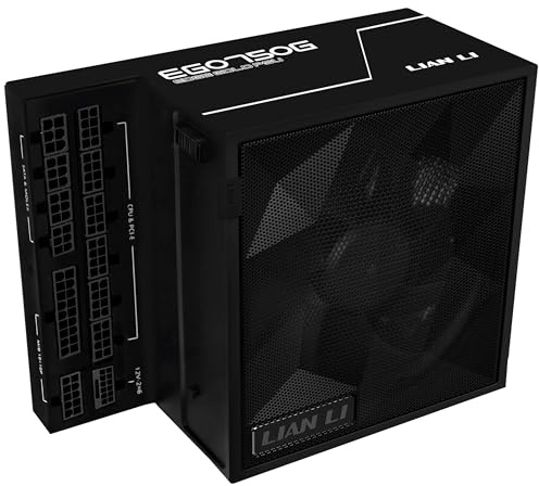 Lian Li Edge Gold 750 PC Power Supply Black, 750 Watt ATX Power Supply, PCIe 5.1, ATX 3.1 PSU | 80 Plus Gold, Modular Sleeved Cable Kit, 12 VHPWR for NVIDIA RTX, Silent Fan
