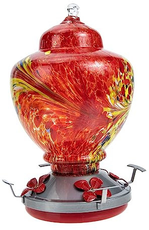 YARNOW Vogel fütterung aus Glas vogelhaus Bird House vogelfutterstation kleine Lidschattenpalette Wildvogelfutter Düsen Vogelhäuschen aus Glas exquisiter Vogelfutterspender Eisen Colorful