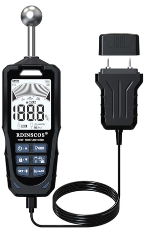 Feuchtigkeitsmessgerät,Wiederaufladbar Holzfeuchtemesser mit LCD-Display und Hold-Funktion, 2-in-1Feuchtigkeitsmessgerät für Wände und Beton, Feuchtigkeitsindikator für präzise Messungen