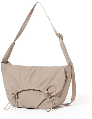 Borsa a tracolla da donna Mezzaluna impermeabile, grande capacità, multitasche, elegante e funzionale, con tracolla regolabile, perfetta per l'uso quotidiano, cachi, 12.9inch