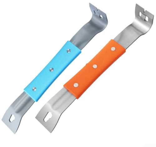 Stainless Steel Crowbar, Scraper Pry Bar,Screwdriver Crowbar with Rubber Handle, for Trim Removal Tool and Baseboard Removal Tool