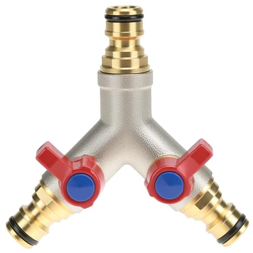 QWORK 2-vägs kranledare, 1/2 tum mässings-Y-slangkopplingar, för sprinklersystem och tvättsystem