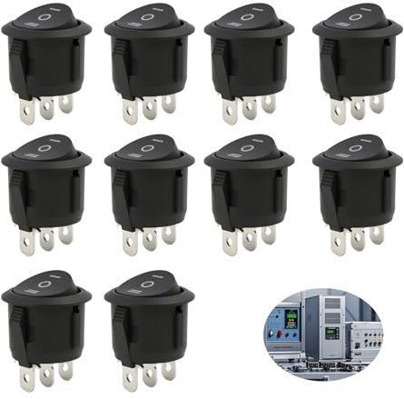 Interrupteur à Bascule KCD1-5-103-BK Noir, 10 Pièces, SPDT 3 Broches, 3 Positions ON/OFF/ON, 6A 250V AC, 10A 125V AC, pourVoitures,Camions,BateauxetAppareilsÉlectroménagersInstallation facile