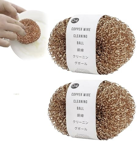 Eponge Cuivre, 2 Pièces Gratounette Cuivre, Eponge Cuivres Vaisselle, Grattoir Cuivres, Éponges À Vaisselle Encuivre Réutilisable, Boule De Nettoyage en Fil Decuivre, pour Vaisselle,casseroles,poêles