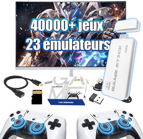 M15 Console de Jeu rétro Retro Game Stick,50000+ Jeux Classiques,Console de Jeu rétro avec 28 émulateurs,Manette de Jeu TV 4K HD,avec 2 manettes sans Fil 2,4 GHz,Console de Jeux vidéo Plug&Play(128G)