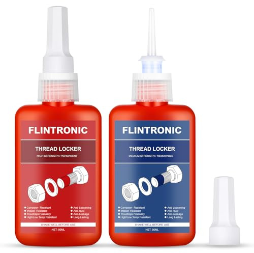 Flintronic Skruvfäste, stark och medelstor skruvfixering, anaerobt lim med fast skruvar, trådlås, för muttrar, bultar, metallfästen, stabil och rostbeständig (50 ml + 50 ml)