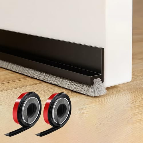 2 Piezas Junta de Cepillo Autoadhesiva para Puerta 100 × 3 CM, Cepillo Puerta Entrada, Aislante Burlete Puerta Entrada Adhesivo con Cepillo para Evitar Insectos e Pulpos