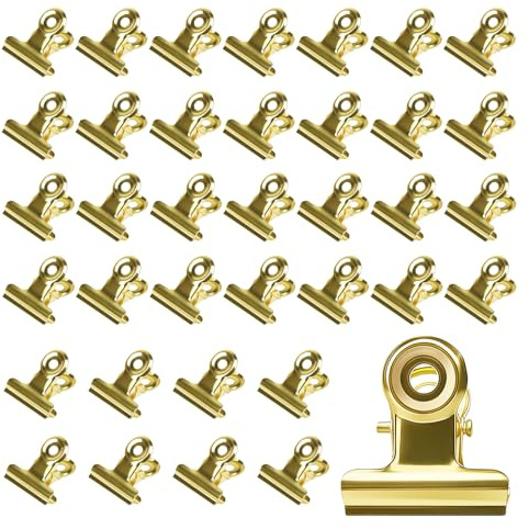 60 st Guldiga Kontorsklämmor, 22mm Metallklämmor Små, Dokumentklämmor, Bulldogklämmor För Korktavlor, Mini Metallklämmor För Påsar Foton Kontor Kök (Guld)