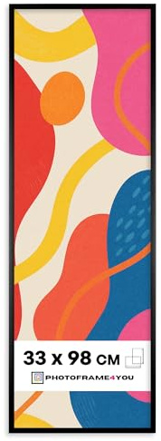 Photoframe4you - Cornice per foto 33x98 cm nera -Vetro acrilico infrangibile - Cornice da parete in plastica resistente per foto. poster. puzzle e certificati - Prodotta in Europa - Nancy