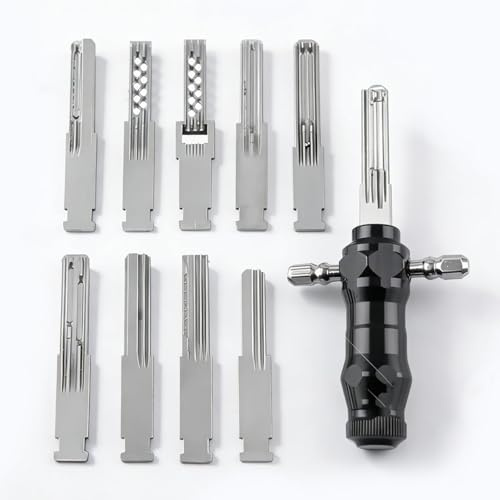 [Rohrförmiges Dietrich-Set] 9-in-1 Präzisions-Entriegelungswerkzeug mit austauschbaren Edelstahlschlüsseln, Multi-Lock-Kompatibilität, tragbares Design für professionelle Schlosser & Heimwerker