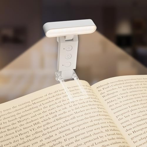 Electight Leselampe Buch Klemme, 6 Helligkeiten, 5 Farbtemperatur & Timer | Augenschonende Dimmbar Buchlampe, USB Leselicht Klammer für Bücher Bett Nachttisch, LED Klemmlampe als Geschenk für Kinder