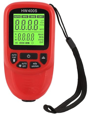 Alomejor Jauge D'épaisseur de Revêtement avec 3 Unités de Mesure, Testeur de Profondeur de Revêtement à Large Application pour le Traitement des Métaux, Jauge D'épaisseur de ABS Portable (rouge)