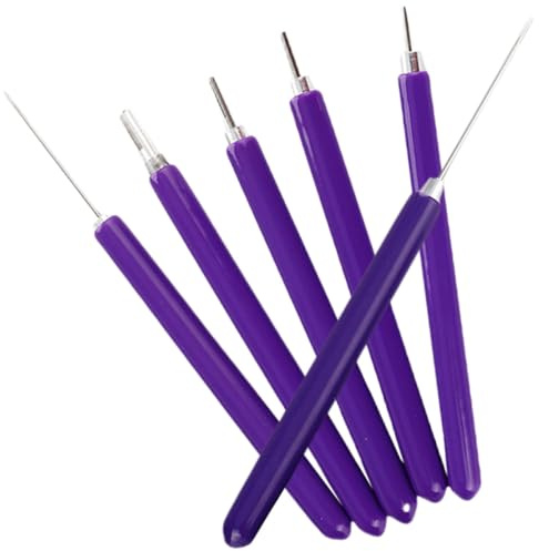 JECOMPRIS Juego de 6 Herramientas para Filigrana de Papel en Acero Inoxidable, Bolígrafos para Quilling Punta Larga y Corta, Kit de Suministros para Manualidades DIY en Color Púrpura