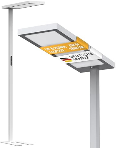Northpoint LED Stehlampe 100W Büro-Standleuchte mit Bewegungsmelder & Touchsteuerung – 5800 Lumen, 4000K Tageslichtweiß, dimmbar, Favoritenmodus, Timer Büro- & Wohnzimmerlampe (weiß)