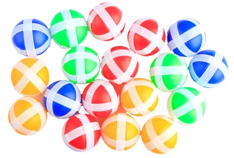 Gaomumu 20-Piece Sticky Balls, 3.4cm Game Accessories Interactive Toys, for Target Throwing Games, Safe Interactive Indoor Outdoor Fun (4 Colours)