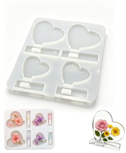 DKLUOLAN Stampo in silicone a forma di cuore per resina epossidica, gesso e fai da te, per creare ornamenti, cornici e oggetti artigianali 3D