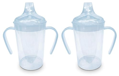 2 Pack - 300ml, Adult Sippy Cups with Twin Handles & Wide Spout. Non Spill | Twin Handle Sippy Cup for Adults, Drinking Beakers for Elderly, Mobility Support, BPA-Free, Travel Mug for Independent Living