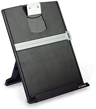 3M, Desktop-Dokumentenhalter Kopierhalter, DH340MB, Verstellbarer Clip, Dokumente im Hoch- und Querformat einfach Betrachten, Untere Leiste hält bis zu 150 Blätter sicher an Ort und Stelle, Schwarz