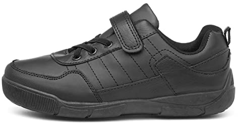 Trux Leo Boys Easy Fasten Black Shoe - Size 5 UK - Black