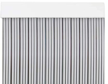 MERCURY TEXTIL Cortina para Puerta Tiras PVC 210x90cm，Cortina para Puerta Exterior (Transparente+Filo Negro P4)