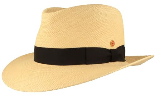 Mayser ORIGINAL Panama-Hut Stroh-Hut Sommer-Hut aus Ecuador Traditionell Handgeflochten Hut UV-Schutz 80 Wasserabweisend Bruchschutz - Bogart (57 Natur)