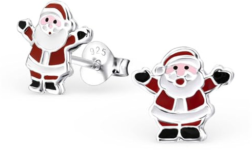 Monkimau Mädchen Ohrringe Weihnachtsmann Ohrstecker aus 925 Sterling Silver Silber