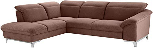 Mivano Ecksofa Teresa / L-Form-Couch mit Kopfteilverstellung und Ottomane / 293 x 84 x 232 / Mikrofaser, Braun