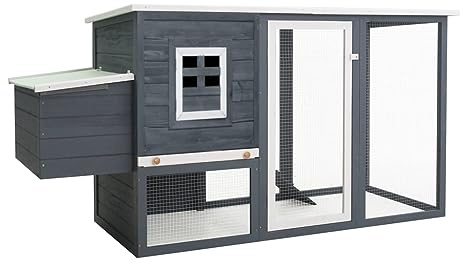 vidaXL Hühnerstall für den Außenbereich, mit 1 Vogelhaus, Grau