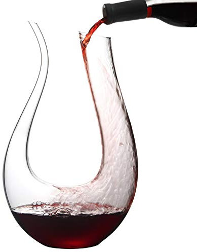 NUTRIUPS 1.3L Wine Decanter, Red Crystal Wine Decanter Carafe, Lead-Free Wine Carafe, red Wine decanters, U Shape Decanters for Red Wines, Decanters Carafes with Brush