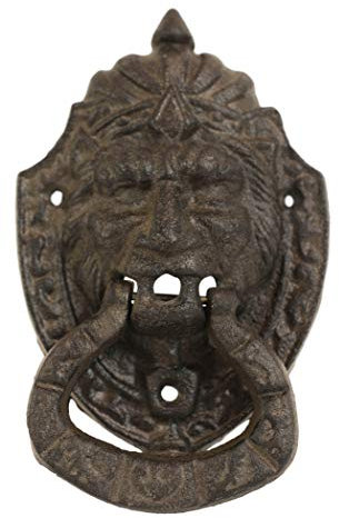 Ebros Gift Gusseisen Rustikale königliche venezianische Löwenkopf Dekorative Türklopfer Figur Tier Thema Riesen Katzen Löwen Mittelalter Historische Skulptur