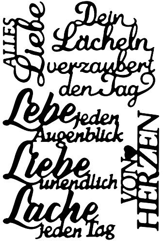 Ideen mit Herz Stanzschablonen | Schriften | Lebe, Liebe, Lache | 4 Stück