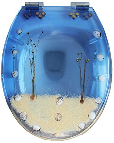 F-HOME Wc Sitz, Transparentes Harz Verlangsamt Die Verdickung des Universellen Toilettensitzes U V O, Blauer Toilettendeckel
