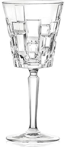 RCR 27435020006 - Juego de 6 copas de vino de cristal de 280 ml, con tallo Luxion, efecto geométrico Etna único, cristalería apta para lavavajillas, juego de utensilios de bar para fiesta de