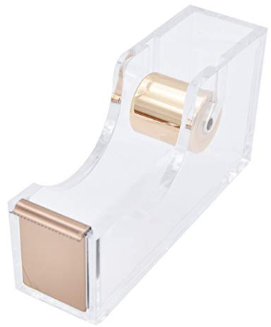 SIPLIV Transparenter Acryl-Klebebandabroller mit einer Hand, für modernes Design, für Büro, Schreibtisch, Gold