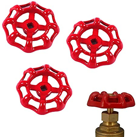3 Pcs Faucet Handle Replacement - Red Valve Handwheel Gate Valve for Faucet