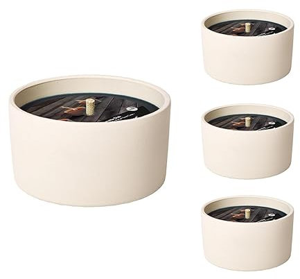 Juego de 4 cuencos para fuego, para exteriores, color blanco, perfecto para tu jardín, 11 h de combustión, 14,3 x 14,3 x 8,5 cm