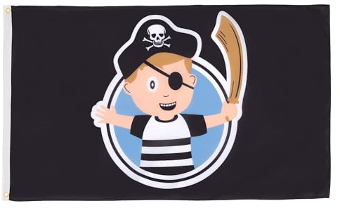 AZ FLAG Drapeau Pirate garçon 90x60 cm Polyester 100D 2 Œillets | Usage intérieur et extérieur Drapeau décoratif de l'Union Jack coutures doubles et bords renforcés avec œillets métalliques