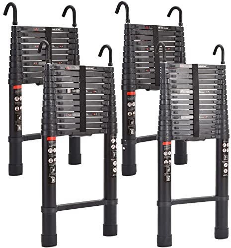 Loft Verlängerungsleiter 6.2M/20,3 ft Aluminium-Teleskopleiter mit abnehmbarem Haken für Outdoor-Aktivitäten, strapazierfähig, 330 lbs/150 kg Tragfähigkeit, EN131-geprüft