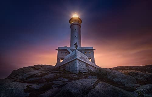 LHJOYSP 3D Puzzle Leuchtend 1000 Teile,natürliche Schönheit,Küste,Leuchtturm,75x50cm