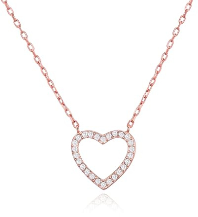 Philip Jones Rose Gold Plated Open Heart Necklace Created with Zircondia® Crystals