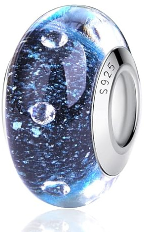 Nbsameng Transparent Charme Blume Perlen aus Murano Glas Charms, Anhänger für Frauen Armbänder und Ketten, 925% Silber Charms Pendant Bead für Pandora und europäische Armbänder und Halskette