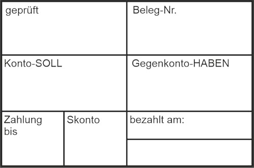 Holzstempel Kontierungsstempel mit Stempelkissen – Custom- (60x40 mm) in verschiedenen Ausführungen, Büro, Buchungsstempel, Holz, Firmenstempel