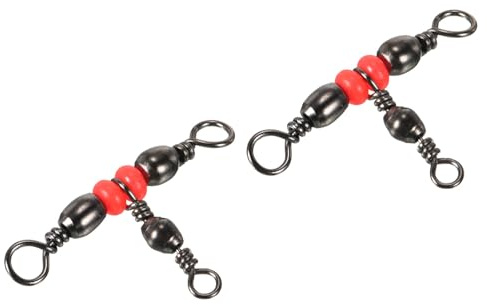PATIKIL 3 Vías Giratorio, 60uds 41lb Inoxidable Acero Cruzada Línea T-Giro Triple Barril Terminal Aparejos para Salada Agua Dulce Agua Pesca, Negro